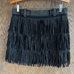 Elegant‎ Black Fringe Skirt with Silver Details